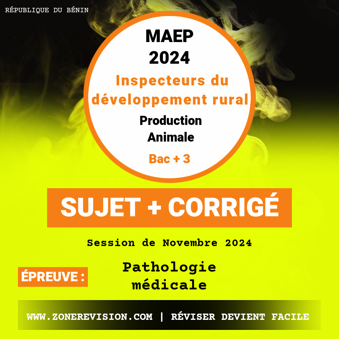 Aperçu de Concours ACDPE - MAEP 2024 •  Inspecteurs du développement rural • Production animale • Pathologie