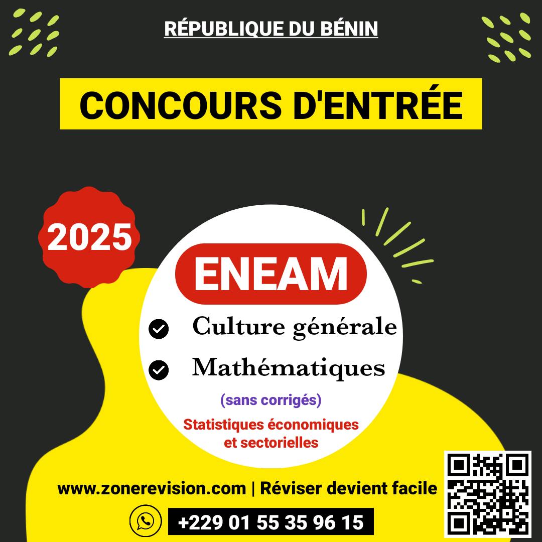 Aperçu de ENEAM 2025 • Culture générale et Maths (sans corrigés) • Statistiques économique et sectorielle