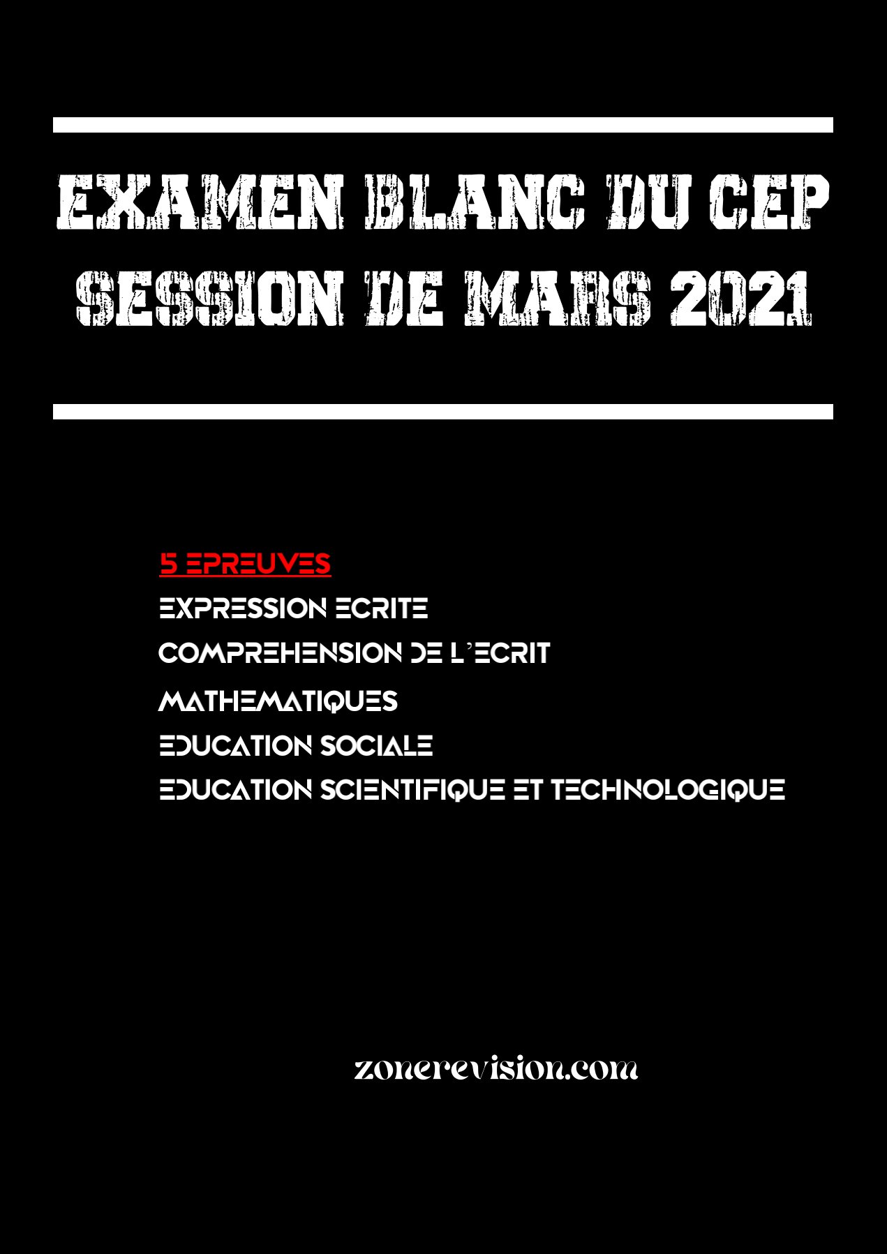 Aperçu de 5 ÉPREUVES EXAMEN BLANC CEP 2021