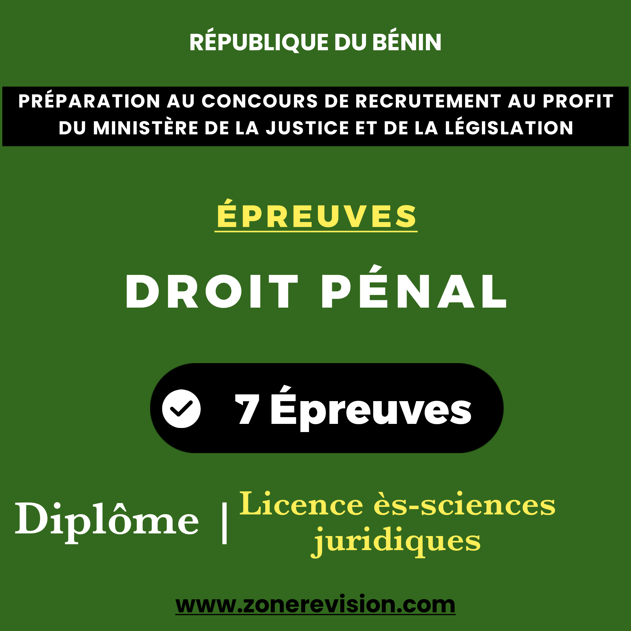 Aperçu de Préparation au concours du Ministère de la Justice et de la Législation  Épreuves : Droit Pénal