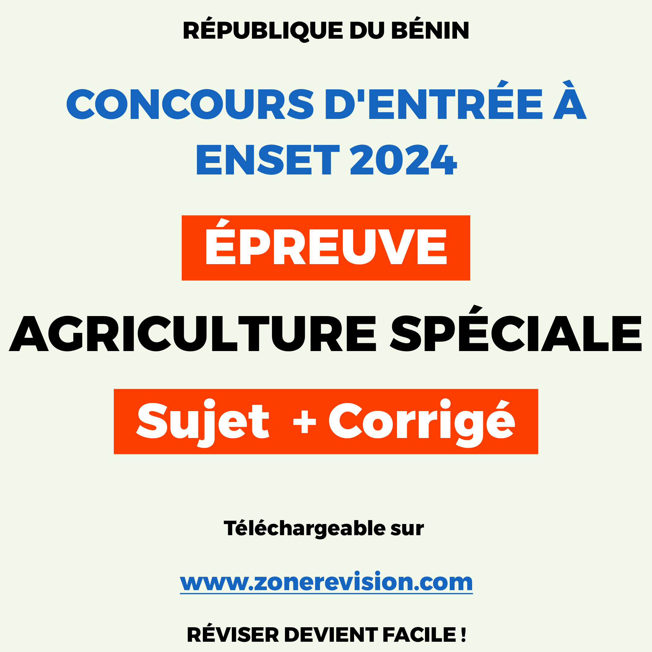 Aperçu de Agriculture Spéciale  Sujet et Corrigé  Concours d'entrée à ENSET 2024