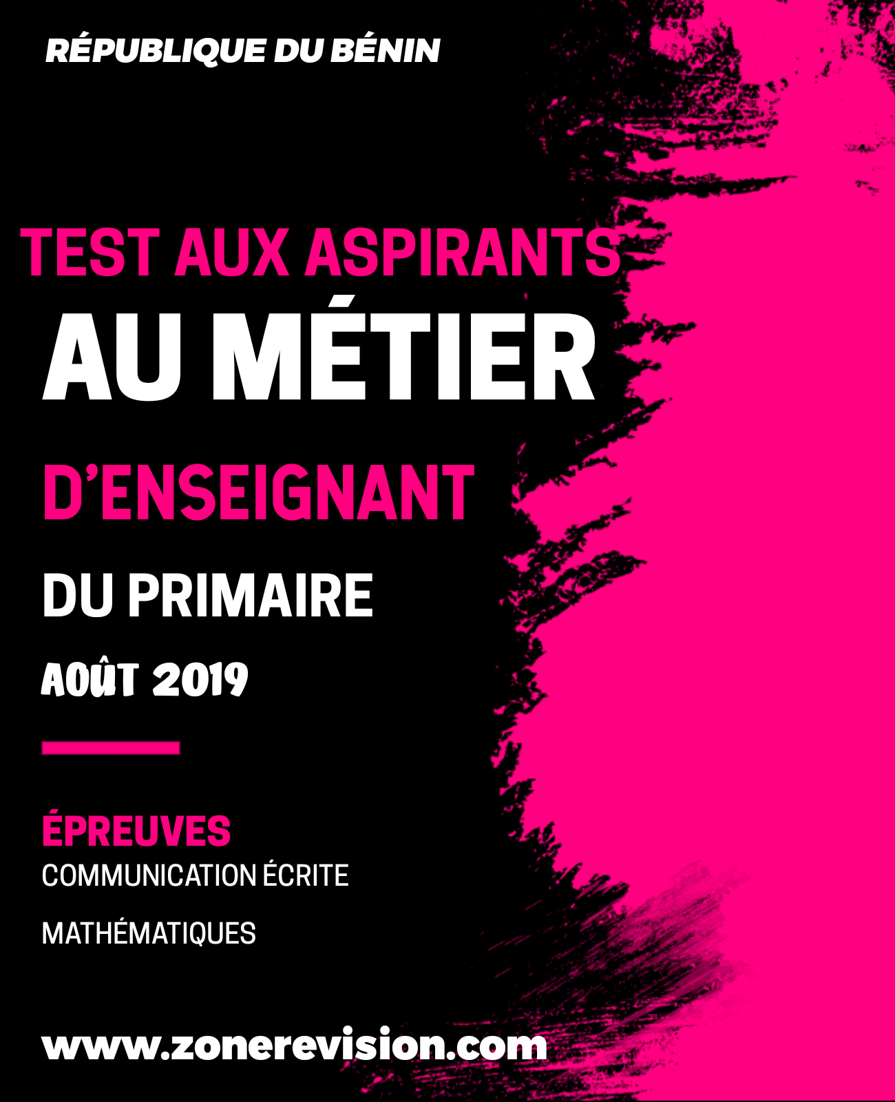 Aperçu de TEST AUX ASPIRANTS AU MÉTIER D'ENSEIGNANT (PRIMAIRE)  |  AOÛT 2019