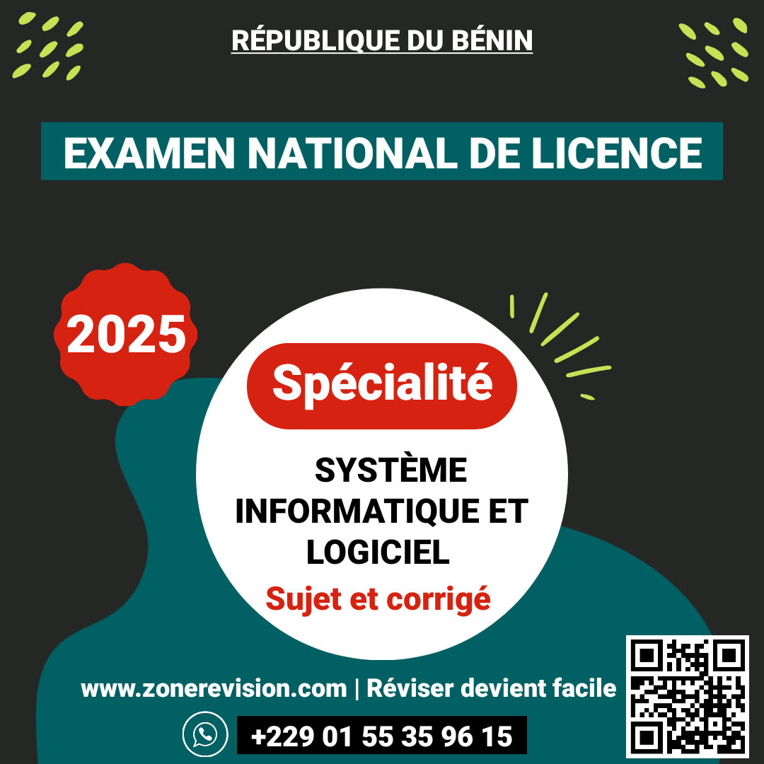 Aperçu de ‎Sujet et corrigé • Examen Licence 2025 • Système Informatique et Logiciel • Spécialité