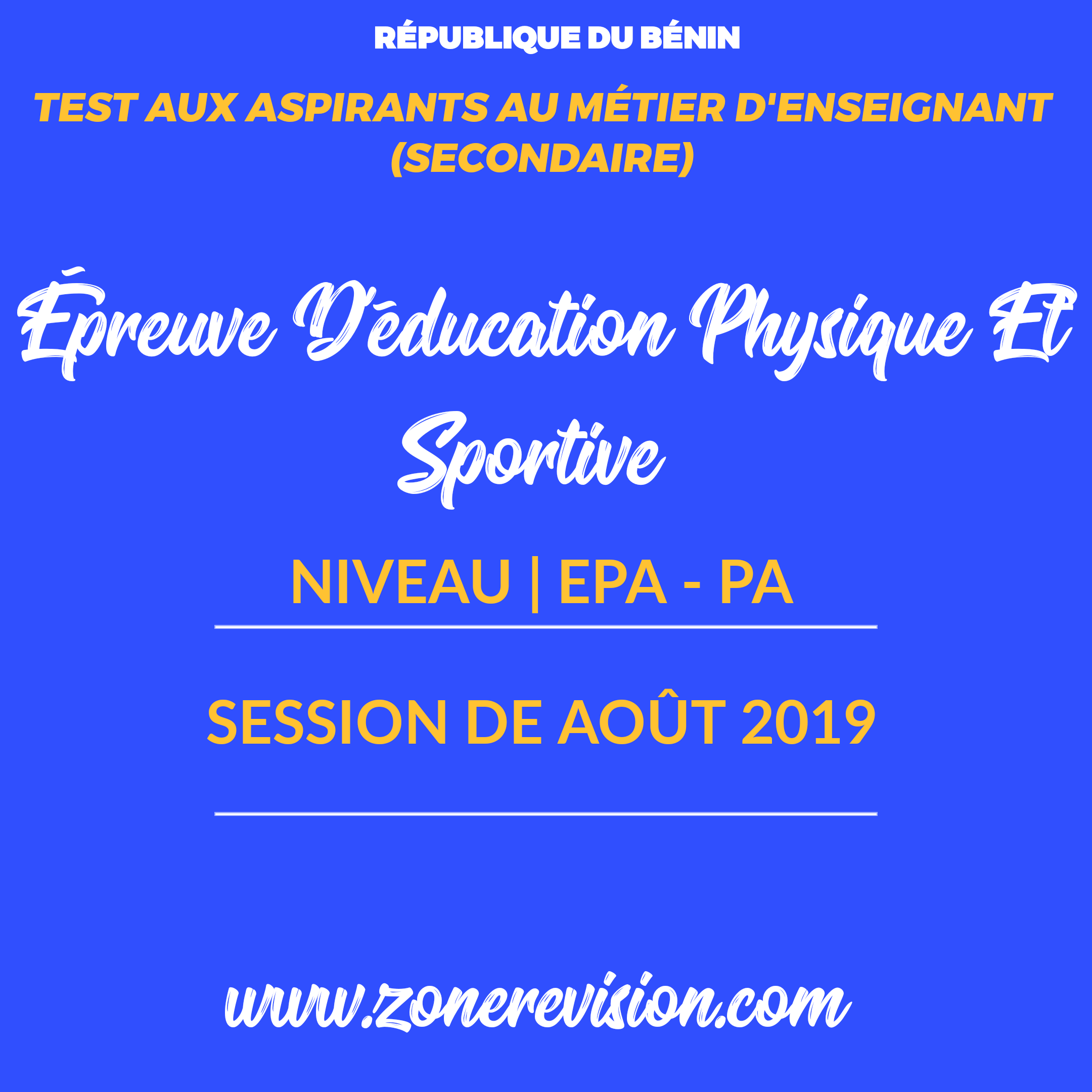 Aperçu de ÉPREUVE D'ÉDUCATION PHYSIQUE ET SPORTIVE DU TEST AUX A.M.E SECONDAIRE SECONDAIRE AOÛT 2019