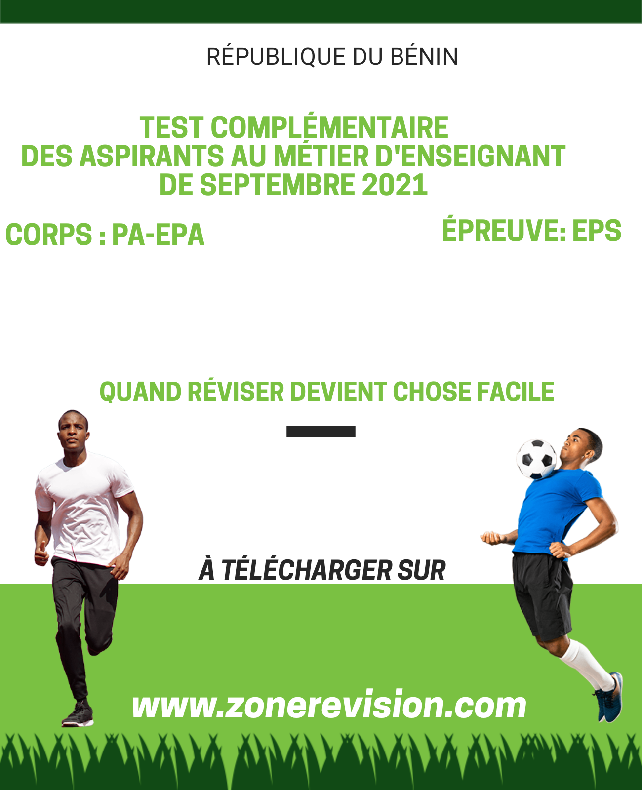Aperçu de TEST COMPLÉMENTAIRE DES ASPIRANTS AU MÉTIER D'ENSEIGNANT SEPTEMBRE 2021 |  ÉPREUVE | EPS