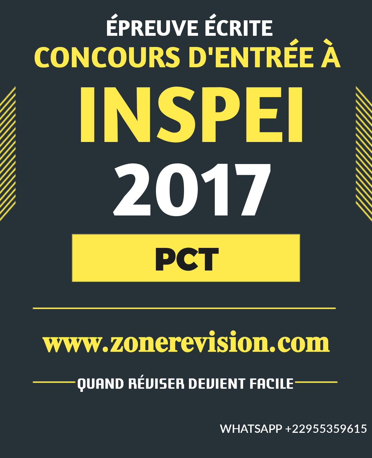Aperçu de ÉPREUVE DE PCT & DU CONCOURS D'ENTRÉE À l'INSPEI 2017
