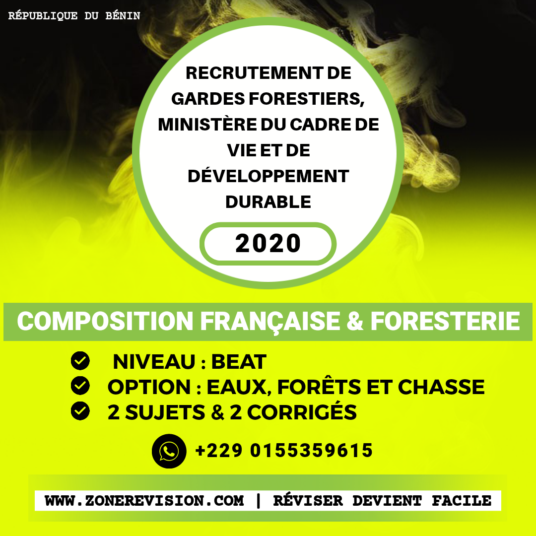 Aperçu de Recrutement Gardes forestiers 2020 • Composition française et Foresterie (+ corrigés) • BEAT • EFC