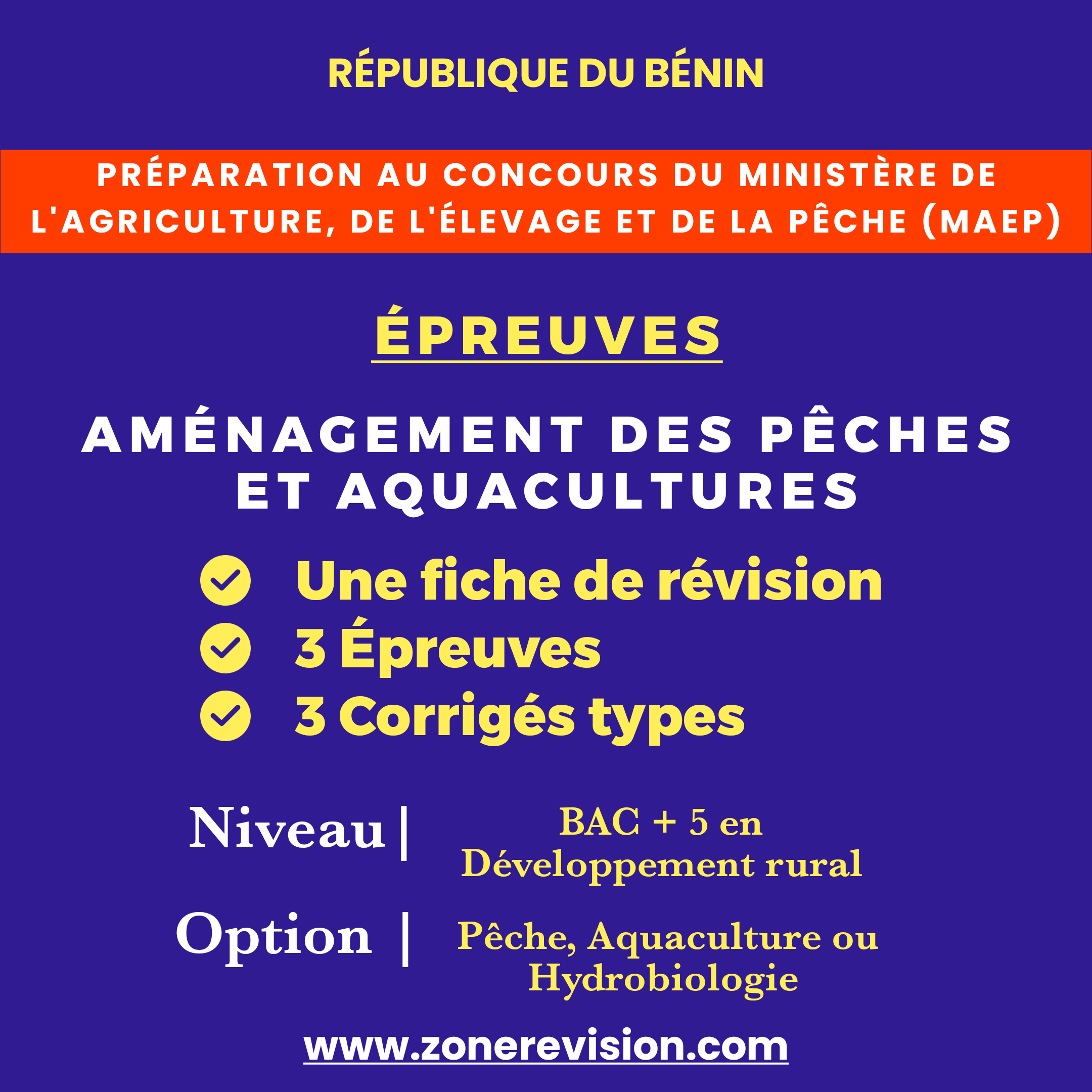 Aperçu de Aménagement des Pêches et Aquacultures  Bac +5, Option : Pêche, Aquaculture ou Hydrobiologie
