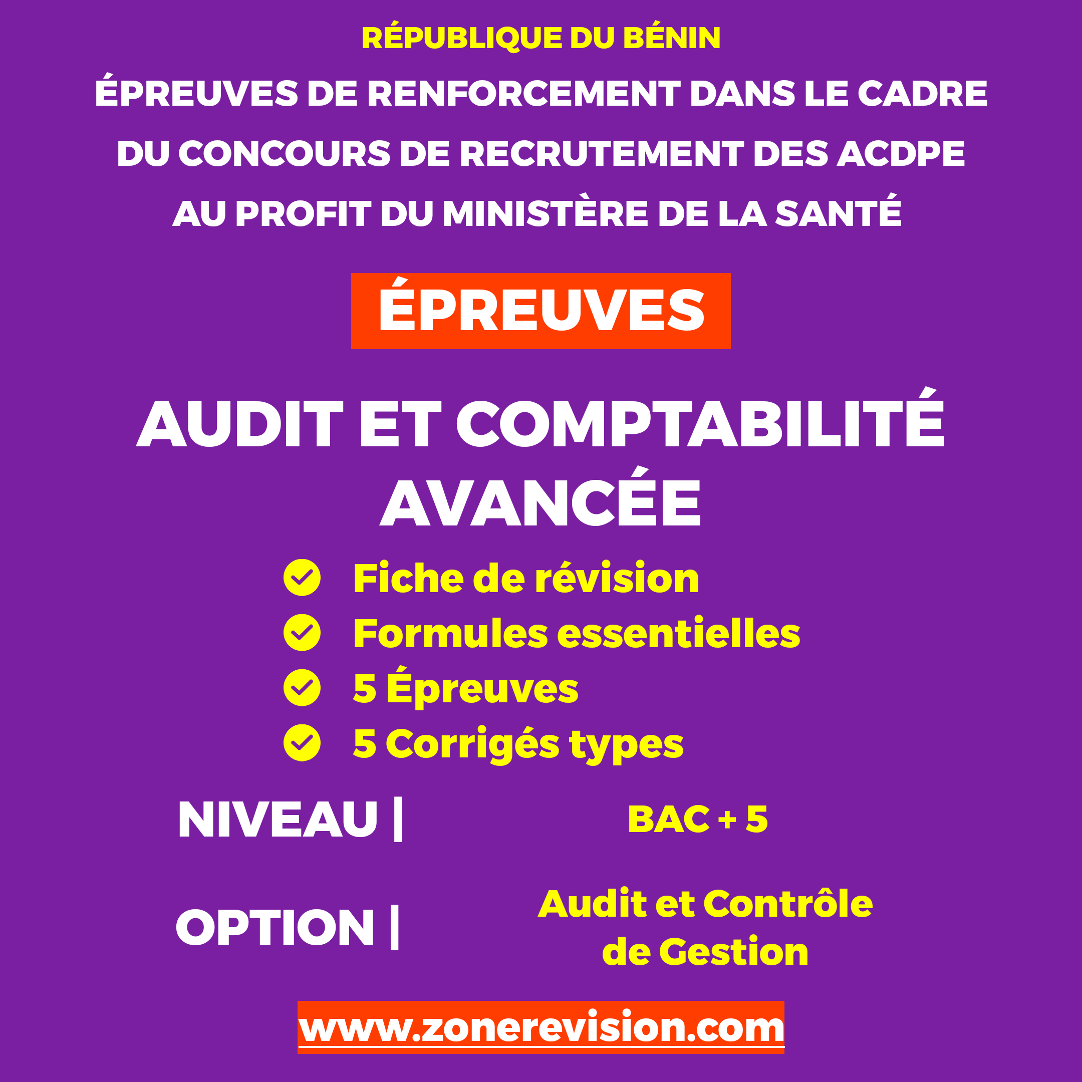 Aperçu de Audit et Comptabilité Avancée Option : Audit et Contrôle de Gestion (BAC + 5)