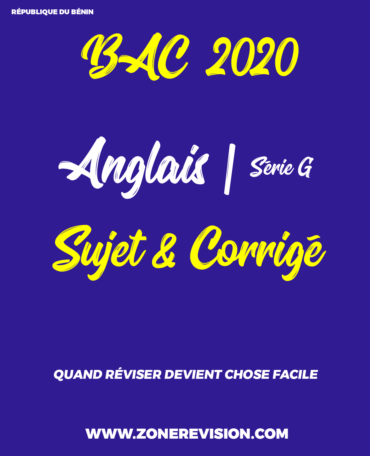 Aperçu de ANGLAIS BAC_G 2020 SESSION NORMALE  |  SUJET & CORRIGÉ