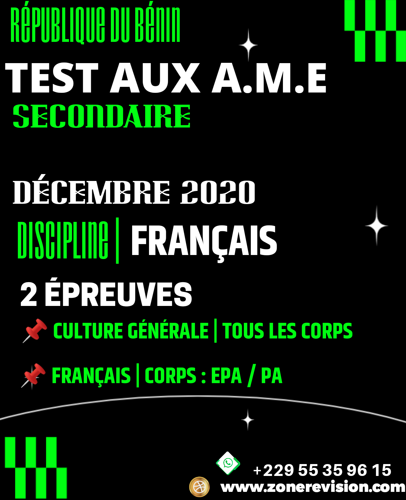 Aperçu de ÉPREUVES ISSUES DES TEST A.M.E SECONDAIRE DÉCEMBRE 2020  |  DISCIPLINE | FRANÇAIS