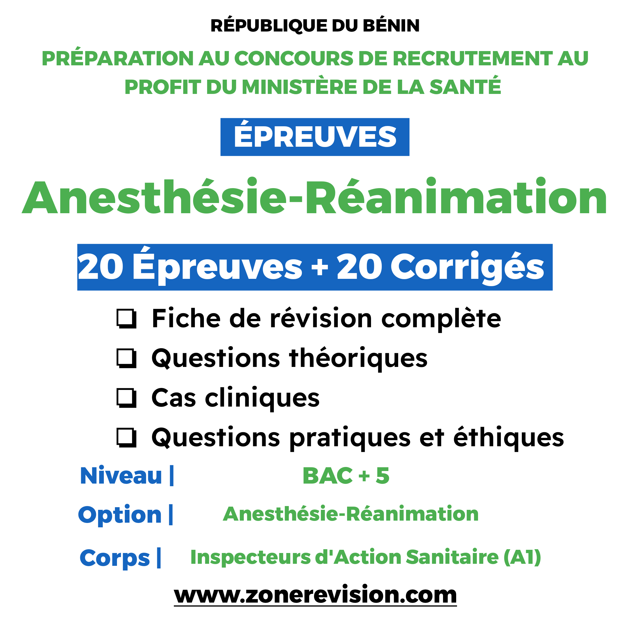 Aperçu de Préparation au Concours ACDPE du Ministère de la Santé  Anesthésie Réanimation  Bac + 5