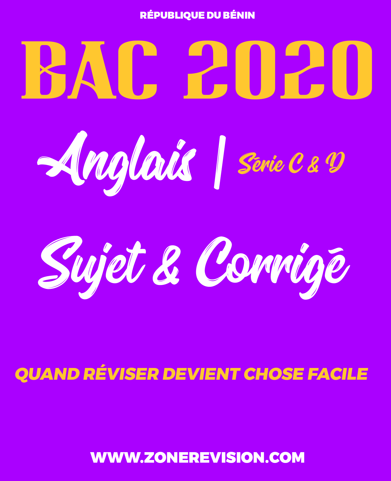 Aperçu de ANGLAIS BAC C ET D 2020 SESSION NORMALE  |  SUJET & CORRIGÉ