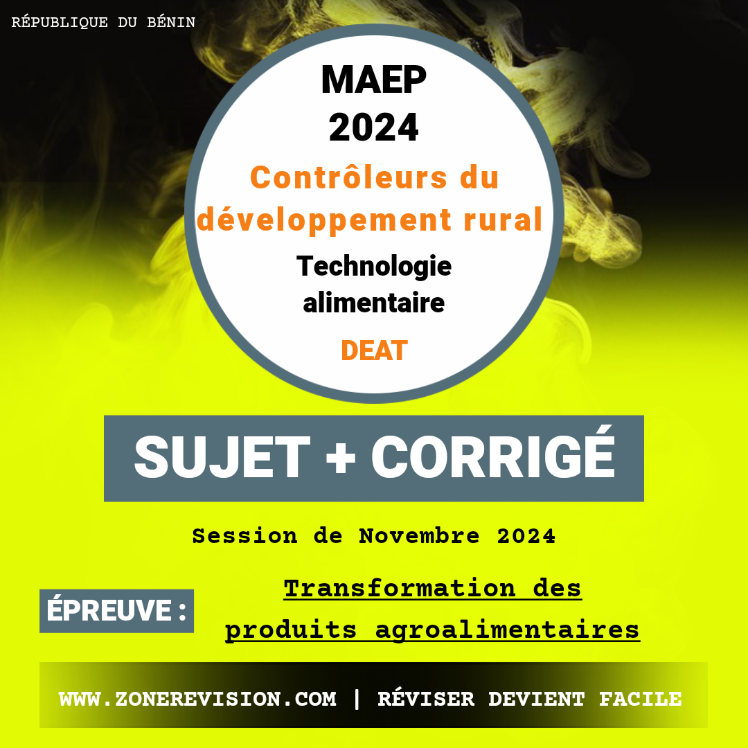 Aperçu de Concours ACDPE - MAEP 2024 •  Contrôleurs du développement rural • Technologie alimentaire • DEAT
