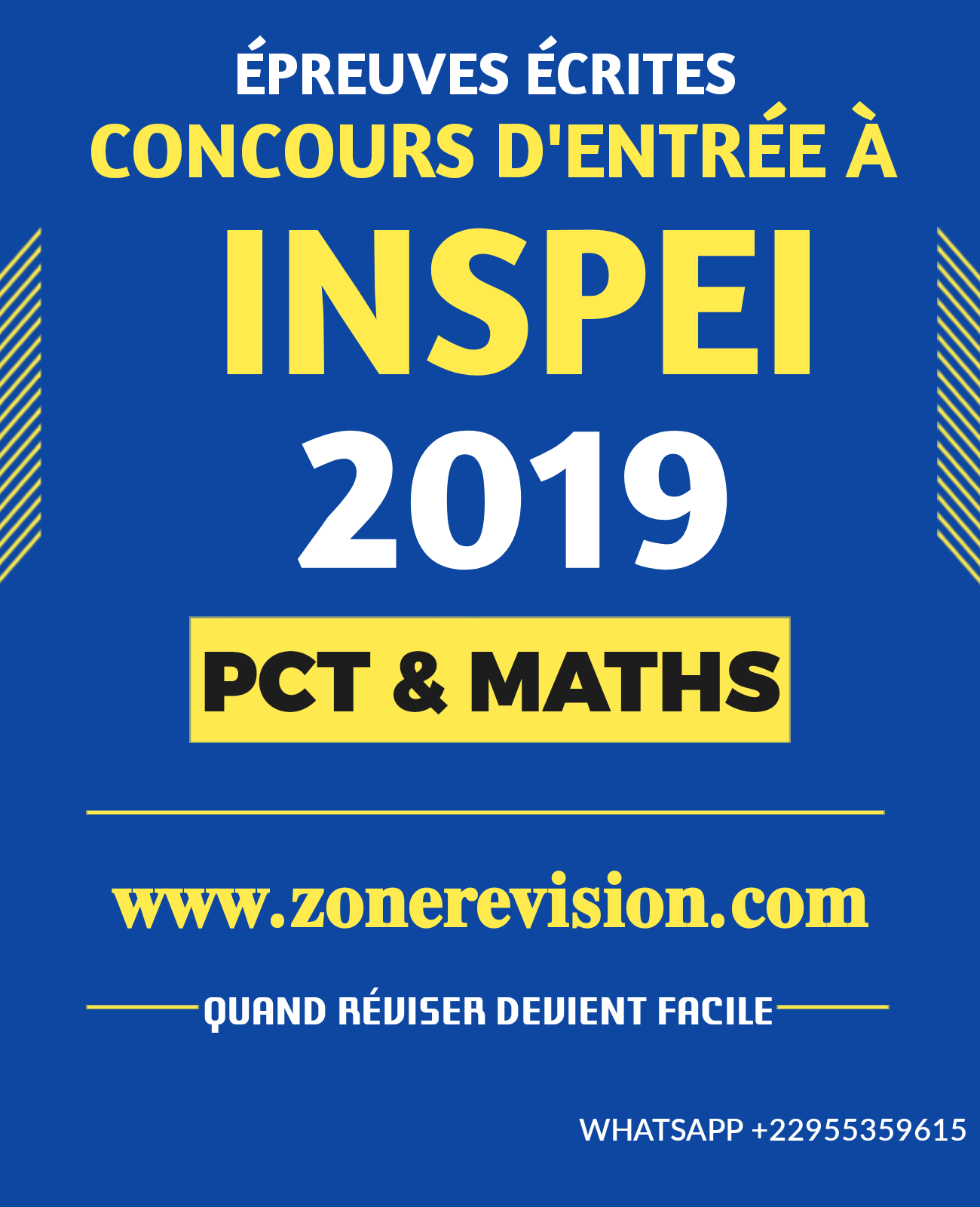 Aperçu de ÉPREUVES DE PCT & MATHÉMATIQUES DU CONCOURS D'ENTRÉE À l'INSPEI 2019
