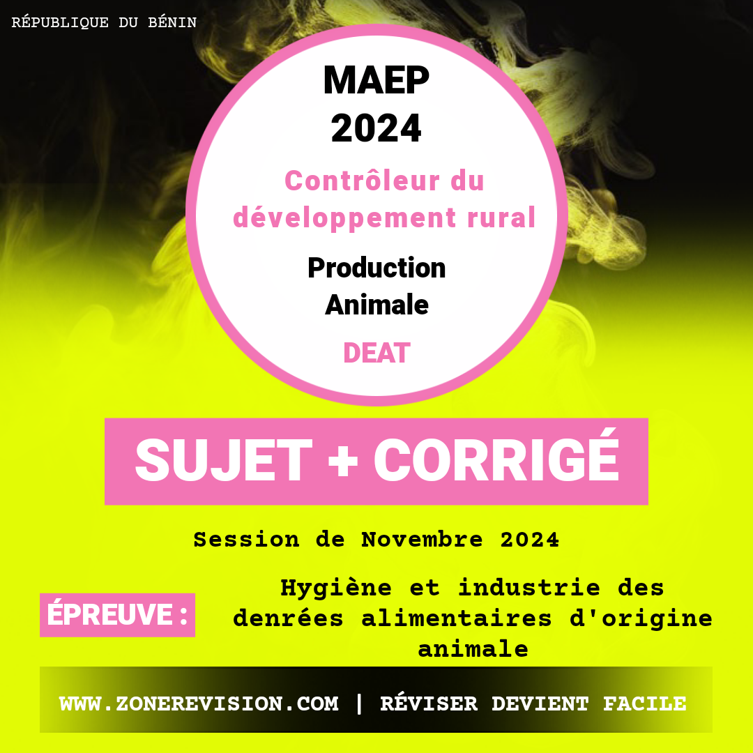 Aperçu de Concours ACDPE - MAEP 2024 • Contrôleurs du développement rural • Production animale • HIDAOA • DEAT