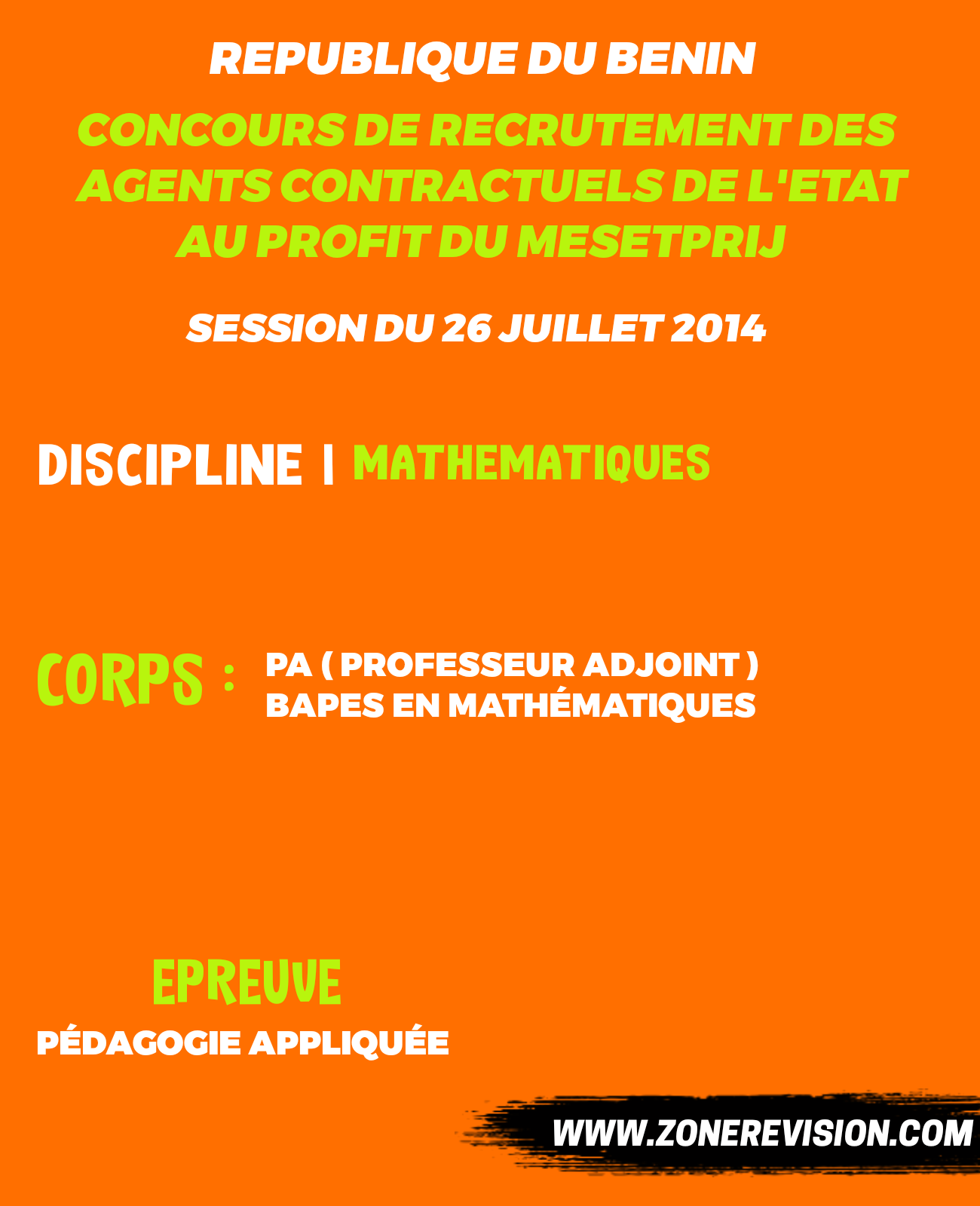 Aperçu de CONCOURS ACE 2014  CORPS DES PROFESSEURS ADJOINTS  BAPES EN MATHÉMATIQUES