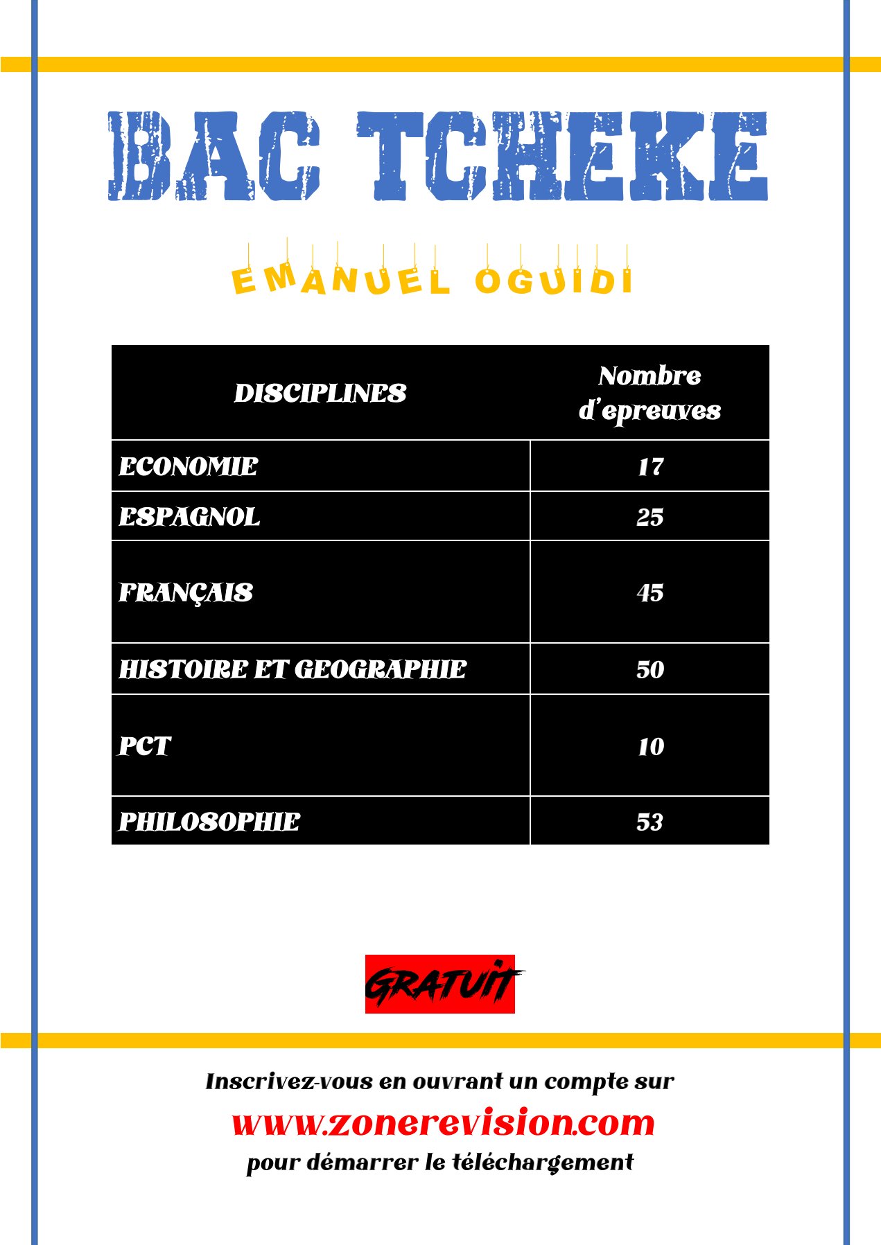 Aperçu de BAC TCHEKE HIST-GÉO    50 ÉPREUVES