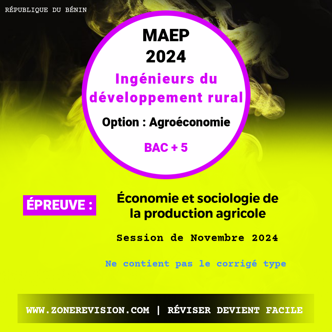 Aperçu de Concours ACDPE - MAEP 2024 •  Ingénieurs du développement rural • Option : Agroéconomie • Bac + 5