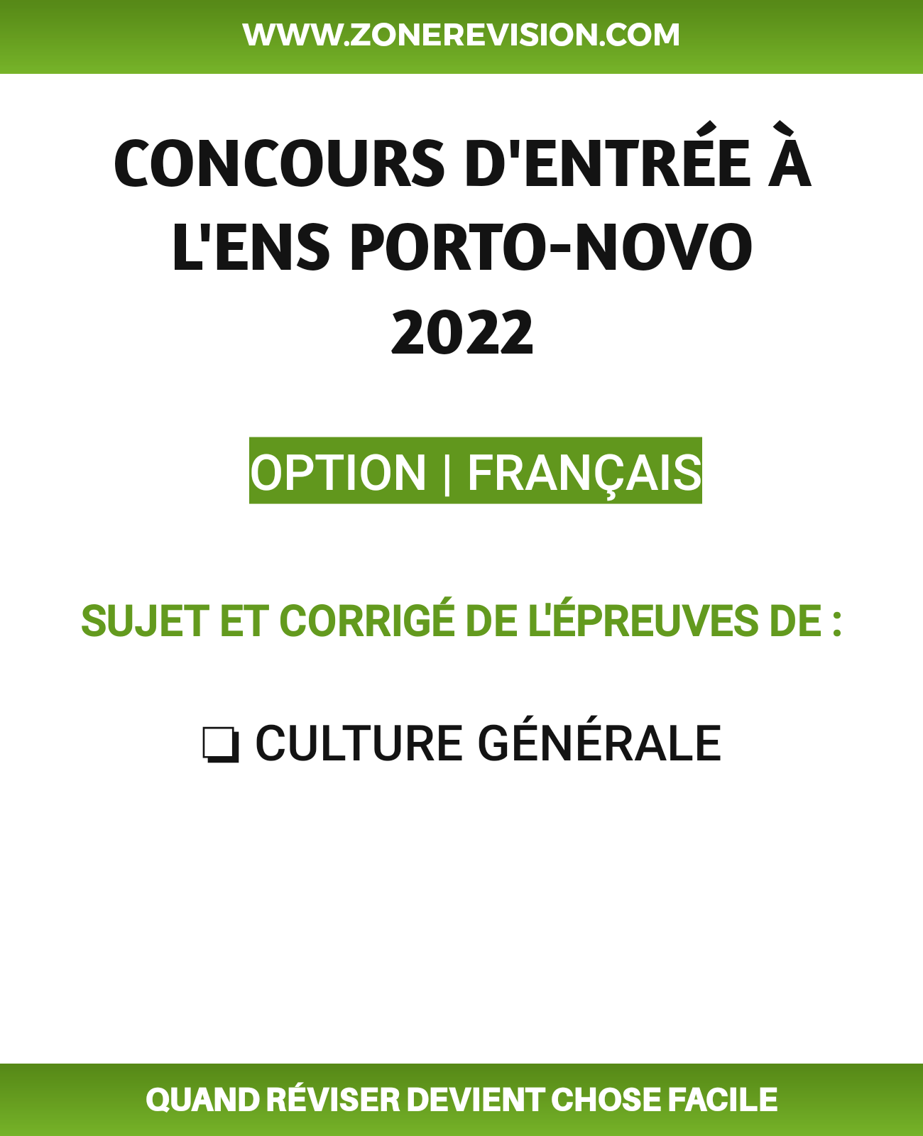 Aperçu de CONCOURS D'ENTRÉE À L'ENS-PN 2022 |  CULTURE GÉNÉRALE & CORRIGÉ