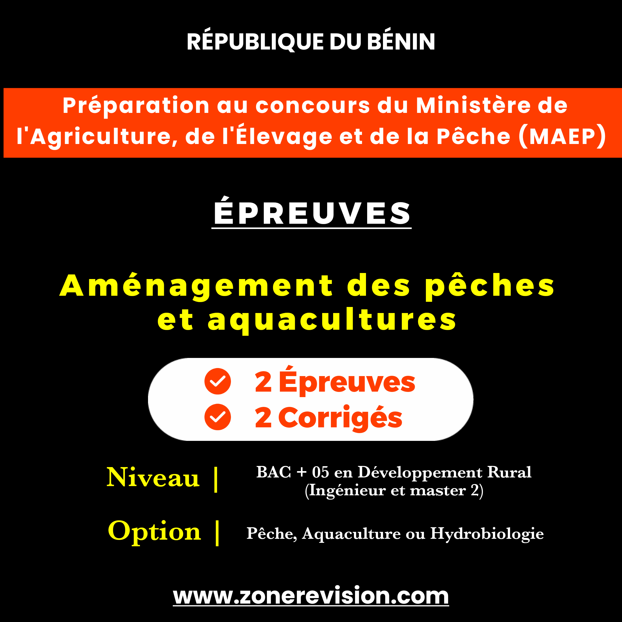 Aperçu de Préparation au concours du MAEP | Épreuves  : Aménagement des pêches et aquacultures