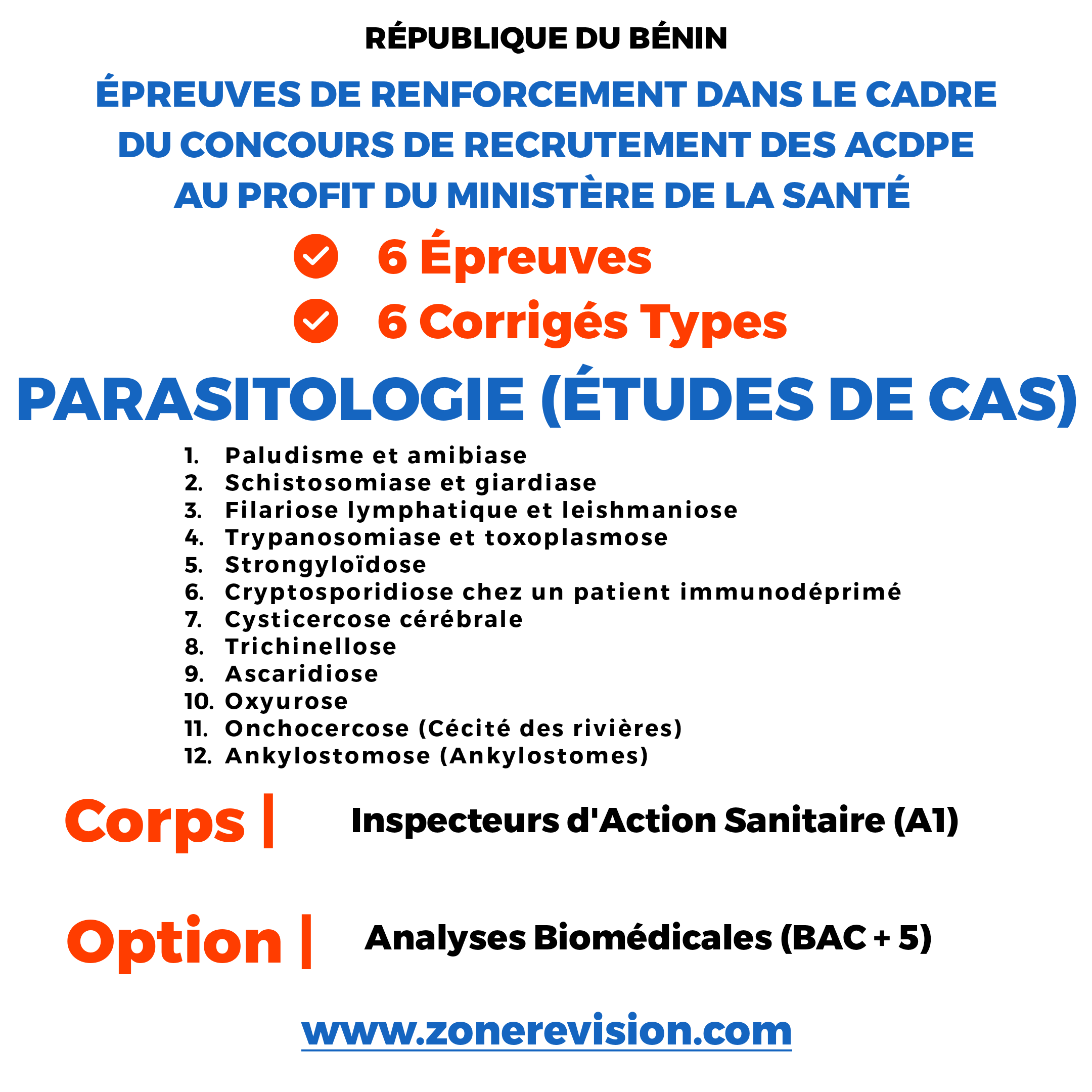 Aperçu de Épreuves de renforcement Parasitologie (Étude de Cas)  Bac + 5  Analyses Biomédicales